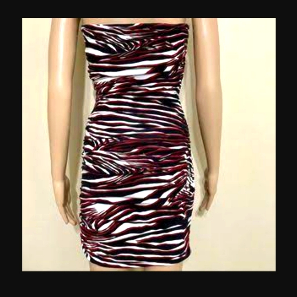 Express zebra print strapless dress